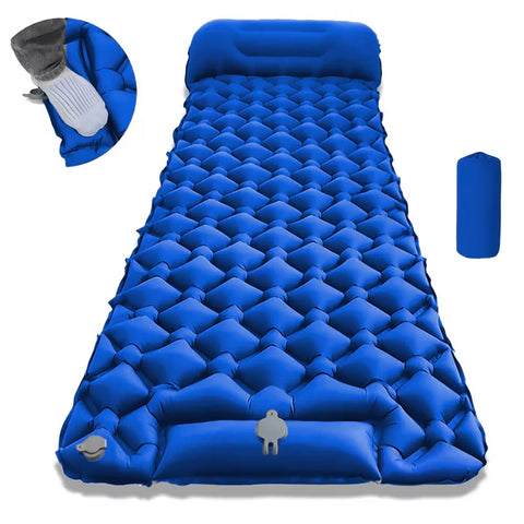 Aufblasbare Camping-Matratze – 190 x 60 cm, eingebaute Fuss-Luftpumpe