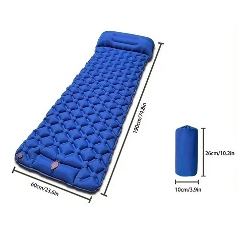 Aufblasbare Camping-Matratze – 190 x 60 cm, eingebaute Fuss-Luftpumpe