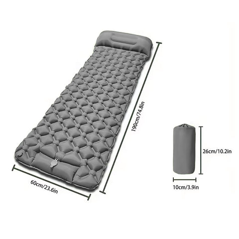 Aufblasbare Camping-Matratze – 190 x 60 cm, eingebaute Fuss-Luftpumpe