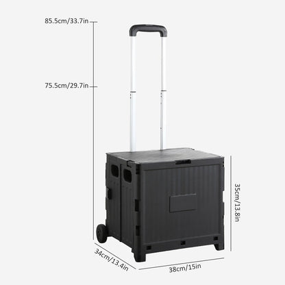 Faltbarer Einkaufstrolley 60 L – 34 x 38 x 35 cm, stabile Rollen & ergonomisch