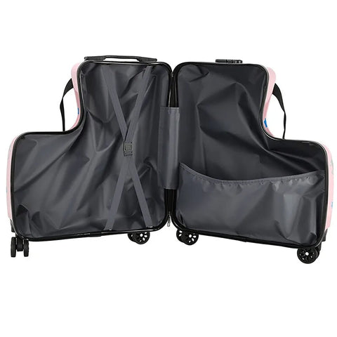 Kinder-Reisekoffer mit Sitz – 55 x 46 x 23 cm, Hartschale, 4 Rollen, Teleskopgriff