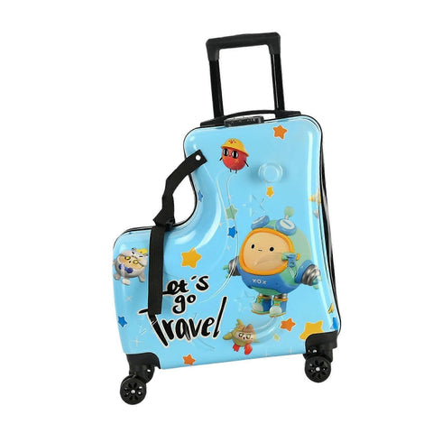 Kinder-Reisekoffer mit Sitz – 55 x 46 x 23 cm, Hartschale, 4 Rollen, Teleskopgriff