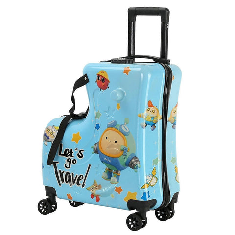 Kinder-Reisekoffer mit Sitz – 55 x 46 x 23 cm, Hartschale, 4 Rollen, Teleskopgriff
