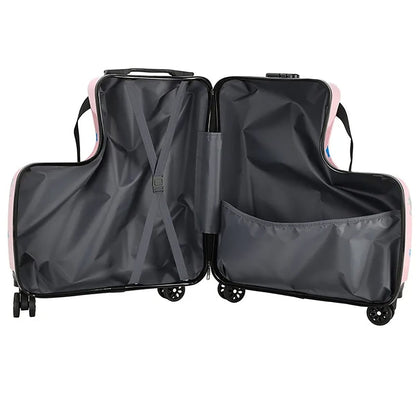 Kinder-Reisekoffer mit Sitz – 55 x 46 x 23 cm, Hartschale, 4 Rollen, Teleskopgriff