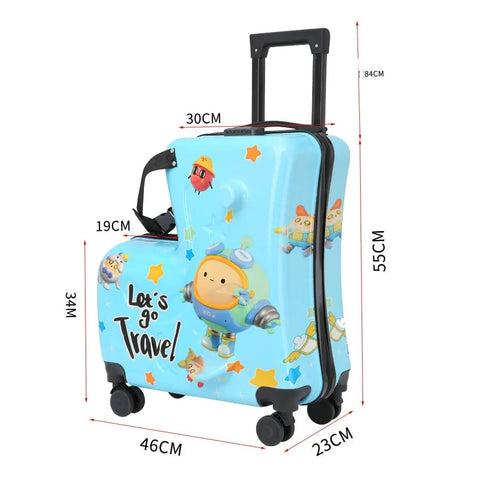 Kinder-Reisekoffer mit Sitz – 55 x 46 x 23 cm, Hartschale, 4 Rollen, Teleskopgriff