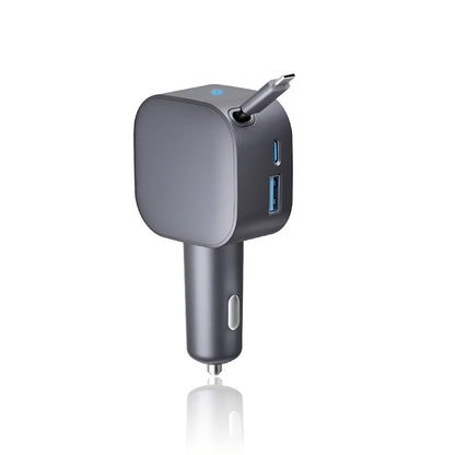 2-in-1 Einziehbarer Car Charger – 105W, USB-A & USB-C, 70 cm Kabel