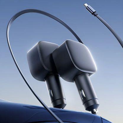 2-in-1 Einziehbarer Car Charger – 105W, USB-A & USB-C, 70 cm Kabel