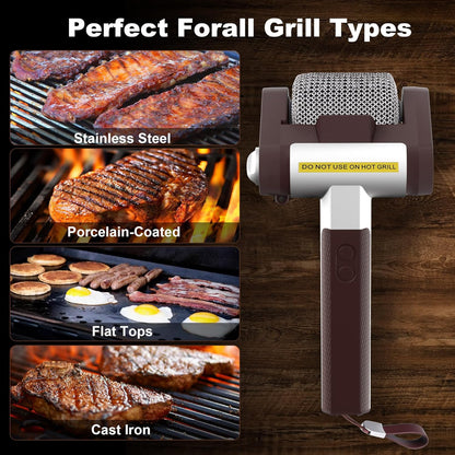 Elektrischer Grillreiniger – USB-C, Vibrationsfunktion, Metalldraht-Kopf, kabellos