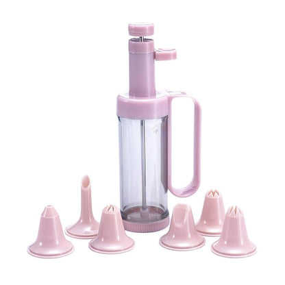 Einhand-Garnierspritze – mit 6 Tüllen, Federmechanismus, für Kuchen & Gebäck