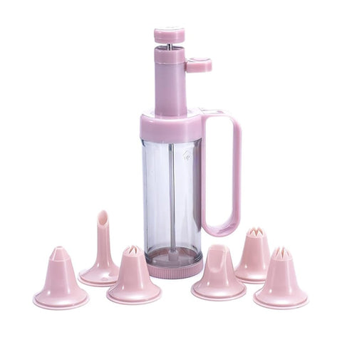 Einhand-Garnierspritze – mit 6 Tüllen, Federmechanismus, für Kuchen & Gebäck