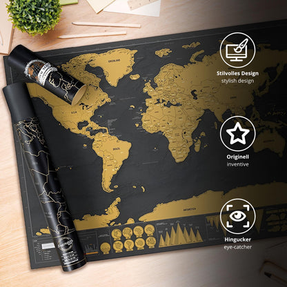 Scratch Map – 82,5 x 59,4 cm, Rubbel-Weltkarte für Vielreisende