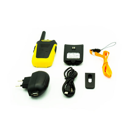Walkie Talkie 2er Set – UHF 420–450 MHz, 99 Kanäle, Li-Ion-Akku, robust