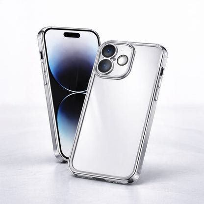 Handyhülle iPhone 17 / Pro / Pro Max / Air – transparente Rückseite, silberner Rahmen, stossgeschützt