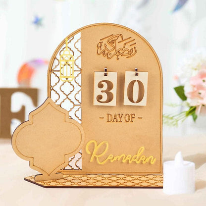 Ramadan Kalender aus Holz – Countdown, austauschbare Zahlenkarten