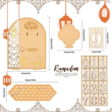 Ramadan Kalender aus Holz – Countdown, austauschbare Zahlenkarten