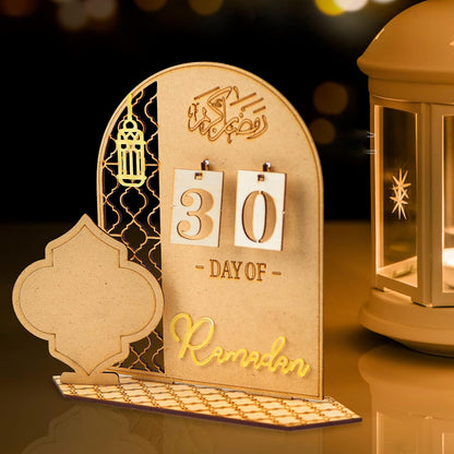 Ramadan Kalender aus Holz – Countdown, austauschbare Zahlenkarten