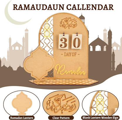 Ramadan Kalender aus Holz – Countdown, austauschbare Zahlenkarten