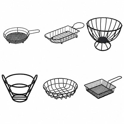 Fast-Food-Korb Set aus Metall Schwarz – Servierkörbe für Pommes & Fingerfood