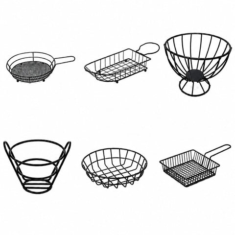 Fast-Food-Korb Set aus Metall Schwarz – Servierkörbe für Pommes & Fingerfood