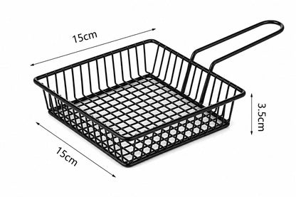 Fast-Food-Korb Set aus Metall Schwarz – Servierkörbe für Pommes & Fingerfood