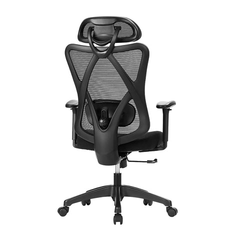 Ergonomischer Bürostuhl mit Fussstütze & Kopfstütze – Schwarz