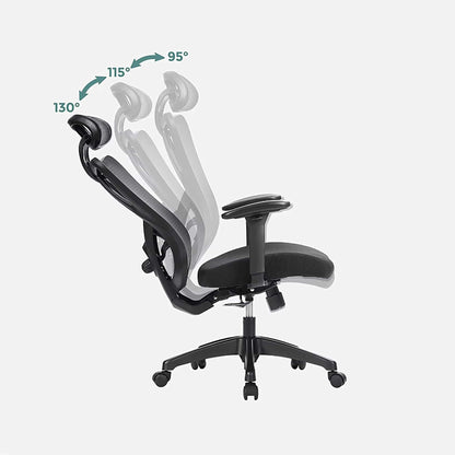 Ergonomischer Bürostuhl mit Fussstütze & Kopfstütze – Schwarz