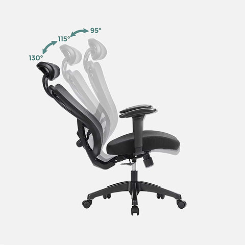 Ergonomischer Bürostuhl mit Fussstütze & Kopfstütze – Schwarz