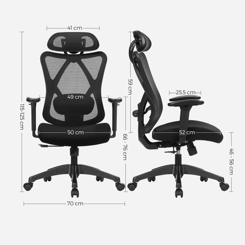 Ergonomischer Bürostuhl mit Fussstütze & Kopfstütze – Schwarz