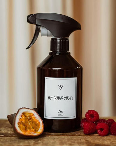 By Velcheva Textilspray Eden – 500 ml, Passionsfrucht, Himbeere & Moschus
