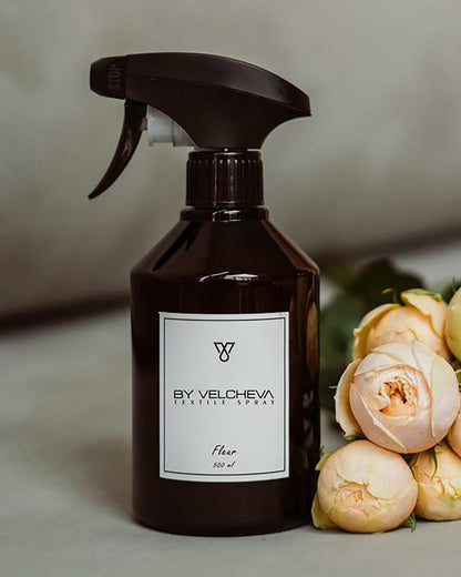 By Velcheva Textilspray Fleur – 500 ml, Bergamotte, Pfingstrose & Jasmin