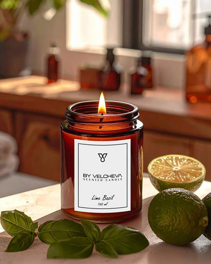 By Velcheva Duftkerze Lime Basil – 160 ml, Limette, Basilikum & Thymian