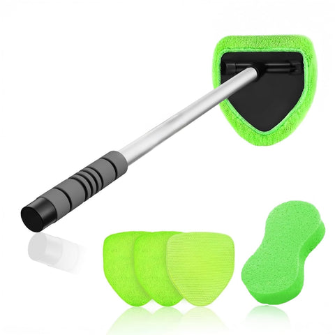 Auto Windschutzscheiben Reiniger Set – 48 cm, Mikrofaser, Teleskopstiel & Sprühflasche