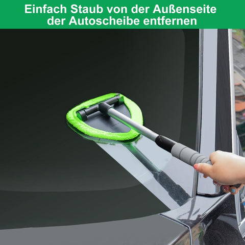 Auto Windschutzscheiben Reiniger Set – 48 cm, Mikrofaser, Teleskopstiel & Sprühflasche