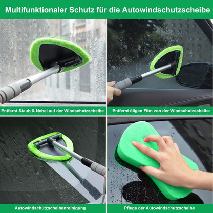 Auto Windschutzscheiben Reiniger Set – 48 cm, Mikrofaser, Teleskopstiel & Sprühflasche