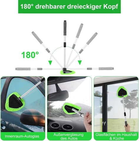 Auto Windschutzscheiben Reiniger Set – 48 cm, Mikrofaser, Teleskopstiel & Sprühflasche