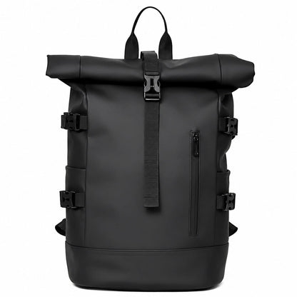 Wasserdichter Rolltop Rucksack Schwarz – Moderner Laptop & Outdoor Rucksack