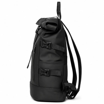 Wasserdichter Rolltop Rucksack Schwarz – Moderner Laptop & Outdoor Rucksack