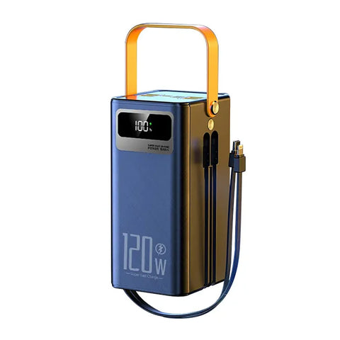 Powerbank Hercules – 30'000 mAh, 120W, LED-Display, eingebaute Kabel & Tragegriff