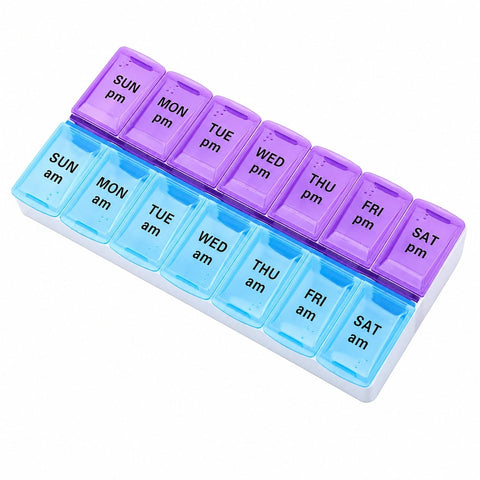 Tablettenbox 7 Tage AM PM – 14 Fächer, transparente Deckel, für Medikamente & Vitamine