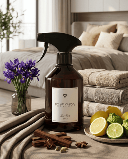 By Velcheva Textilspray New York – 500 ml, Zitrus, Iris & Moschus