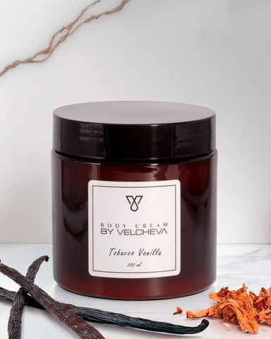 By Velcheva Körpercreme Tobacco Vanilla – 200 ml, Tabak, Vanille & Kakao, für alle Hauttypen