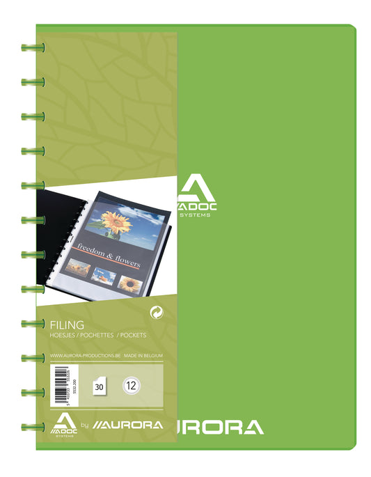 ADOC Sichtbuch PP transparent A4 5532.200 grün 30 Taschen