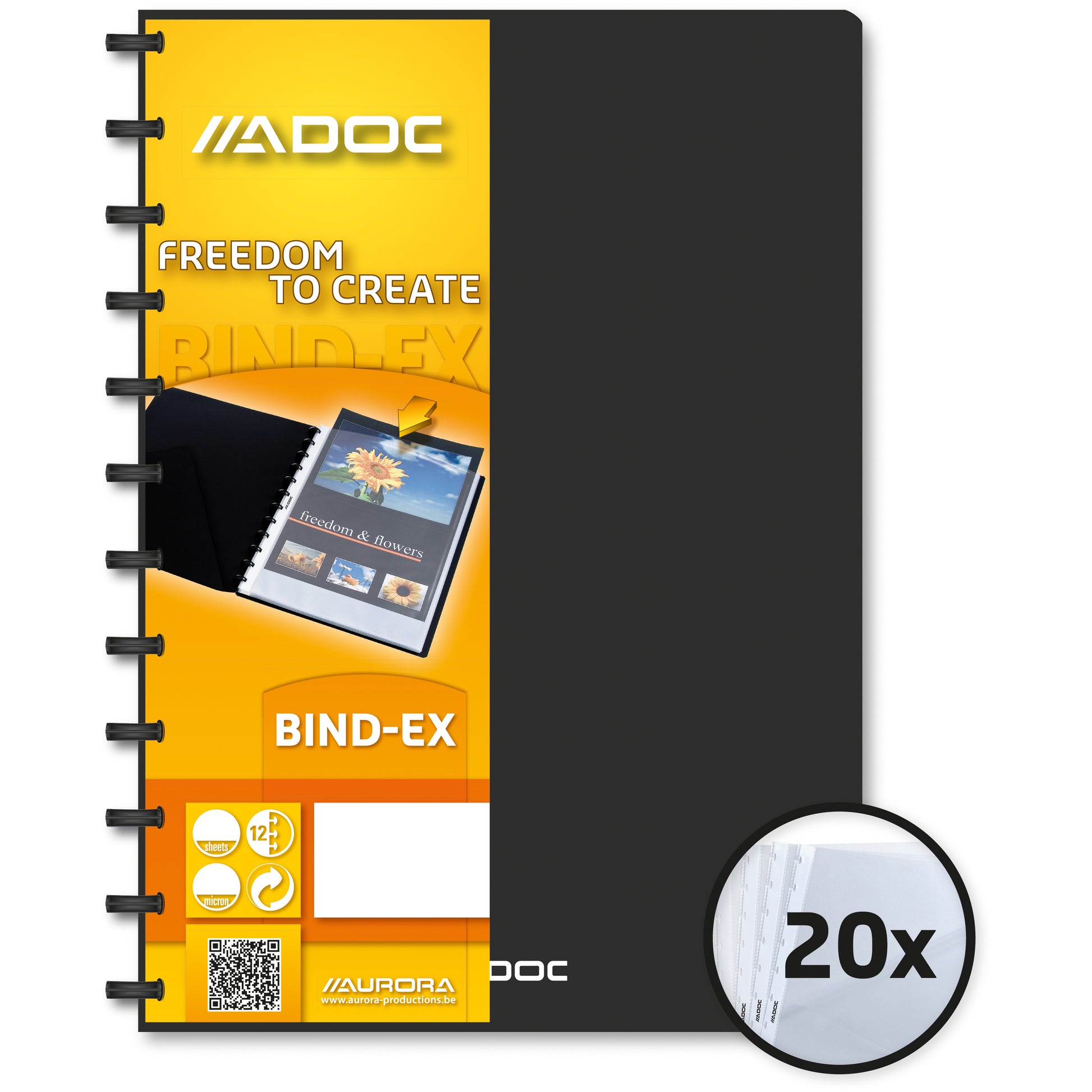 ADOC Sichtbuch Standard A4 5822.700 schwarz 20 Taschen