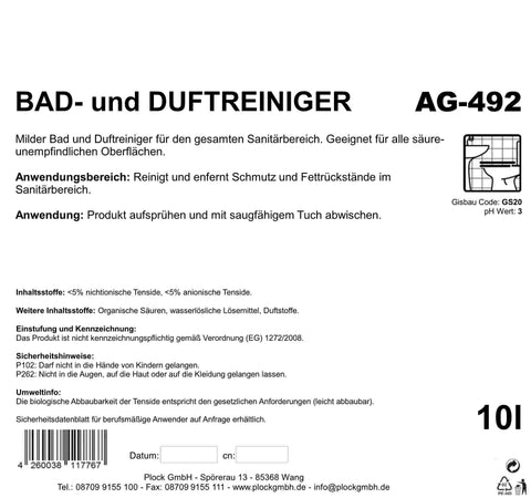 Bad og Duftrenser, pH-værdi 2, 10 Liter