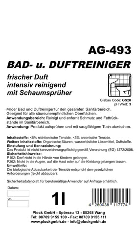 Środek czyszczący do łazienki i zapachowy, pH 2, 1 litr