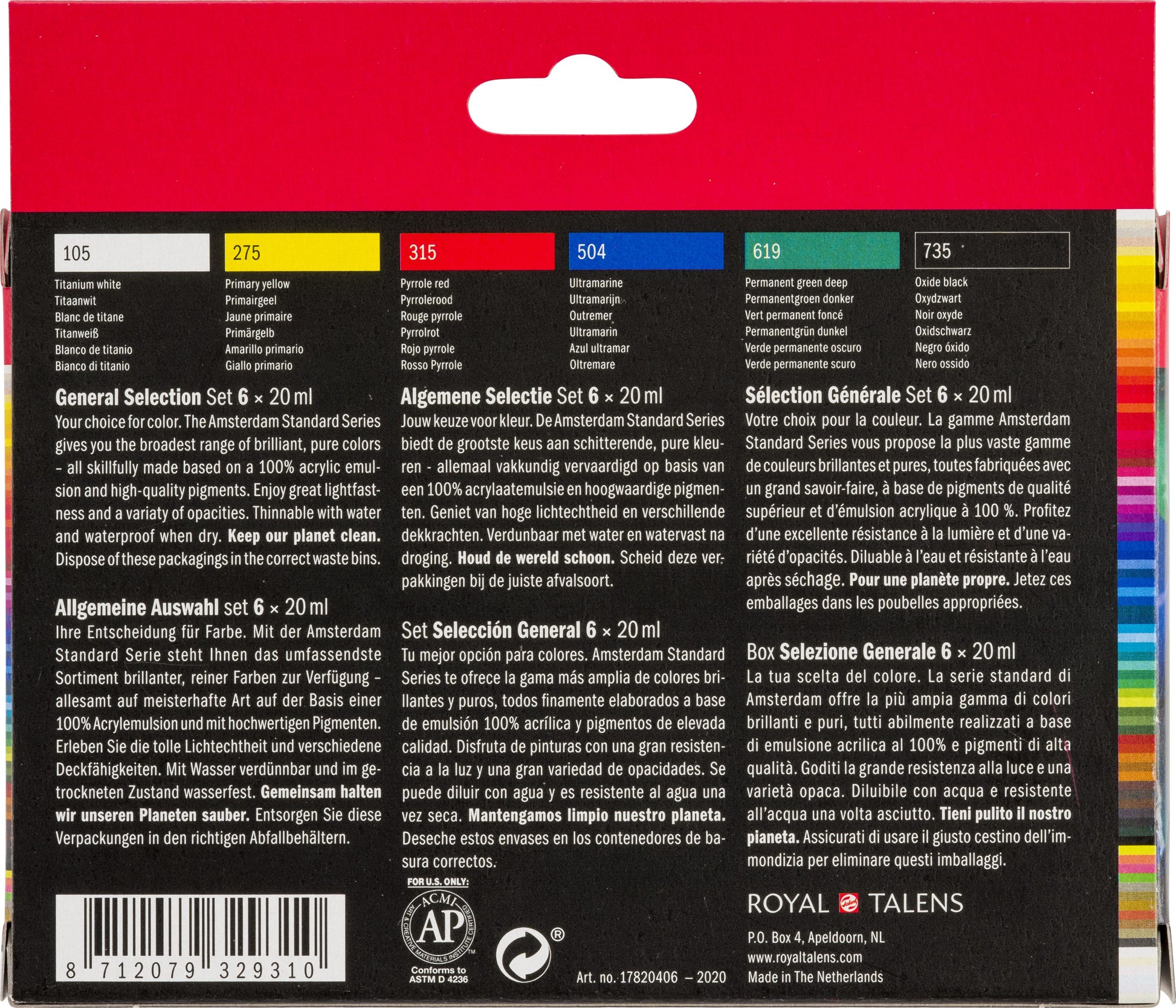 AMSTERDAM Standard Series Acryl Set 17820406 6x20ml