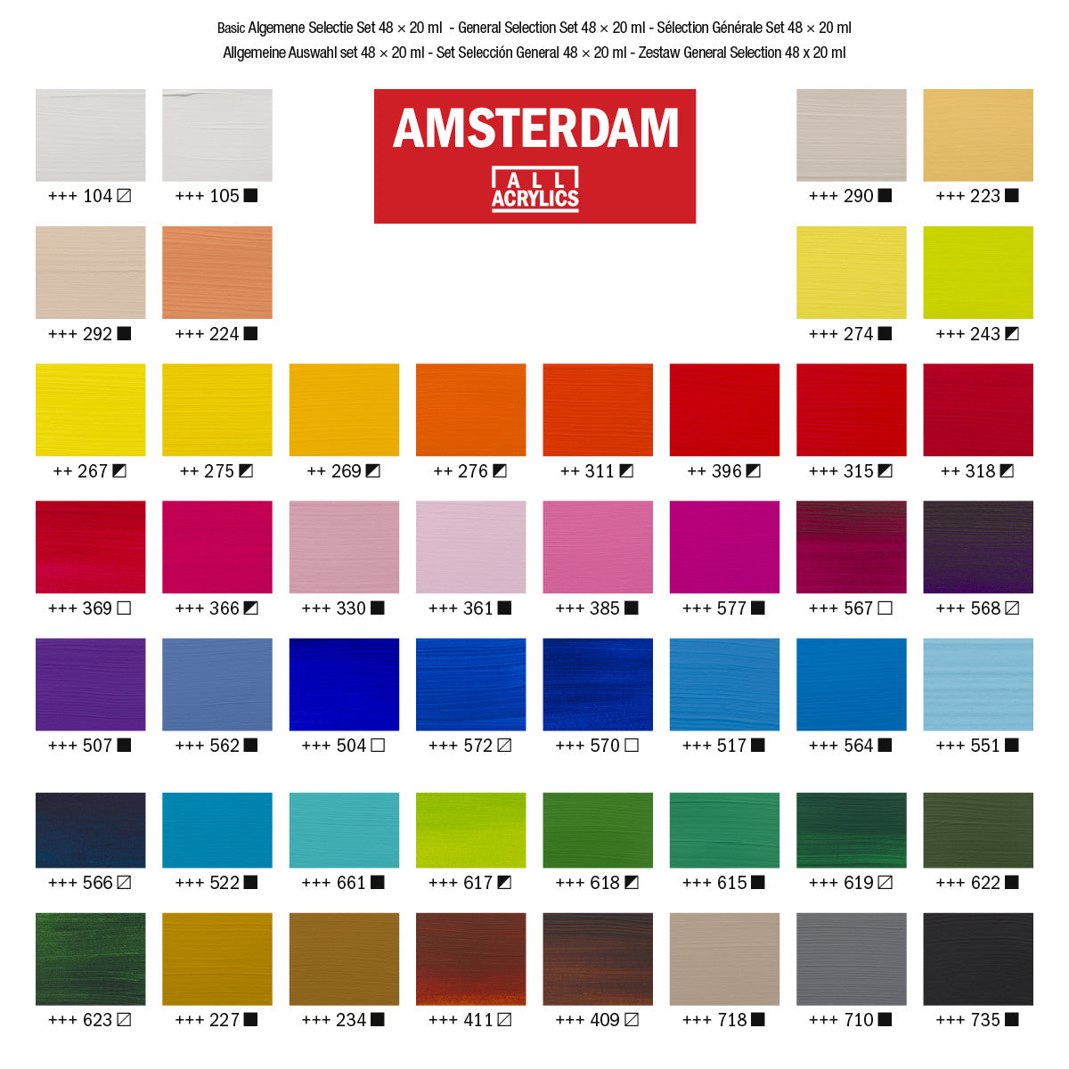AMSTERDAM Standard Series Acryl Set 17820448 General Selection 48X20ml