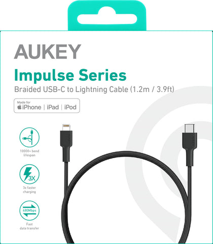 AUKEY Impulse Cable USB-C MFI bl. CB-CL1 1,2m Braided Nylon