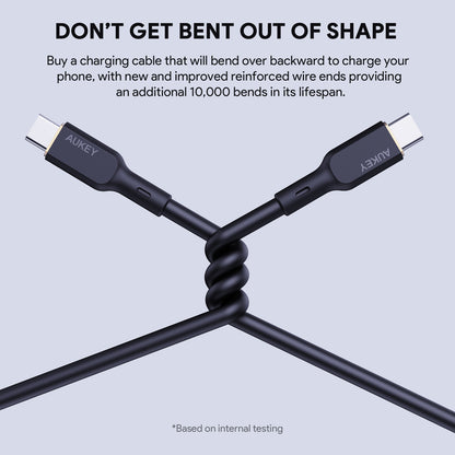 AUKEY Cable USB-C-to-C, Silicone CB-SCC102 1.8m, 100W,Black