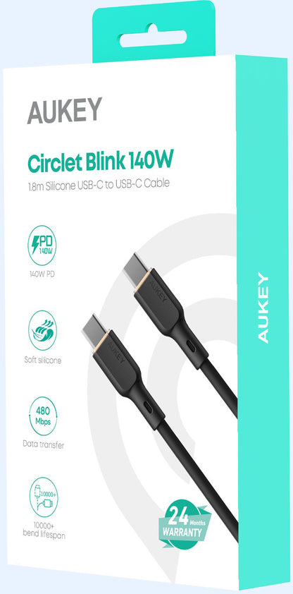 AUKEY Cable USB-C-to-C CB-SCC142 Silicone, 1.8m 140W